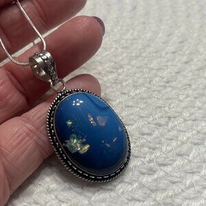Beautiful DOUBLET OPAL Handmade Sterling 925 Pendant/Chain #318E